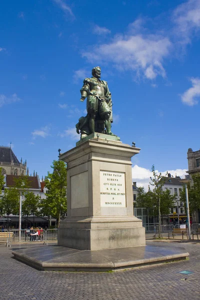 Monumento Peter Paul Rubens Sobre Groenplaats Antuérpia — Fotografia de Stock