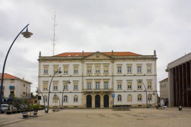 Aveiro, Portekiz - 3 Mart 2019: Aveiro'nun Eski Kenti'nde Square Marqus de Pombal