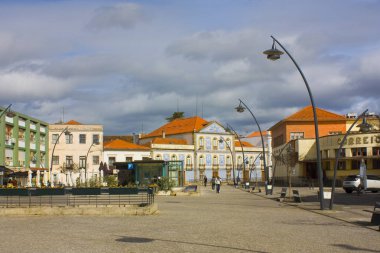 Aveiro, Portekiz - 3 Mart 2019: Aveiro'nun Eski Kenti'nde Square Marqus de Pombal
