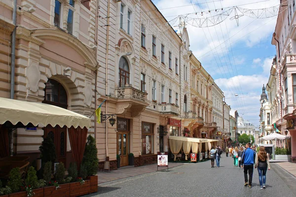 Černivci Ukrajina Květen 2018 Kobylanska Street Centrální Ulice Černivců — Stock fotografie