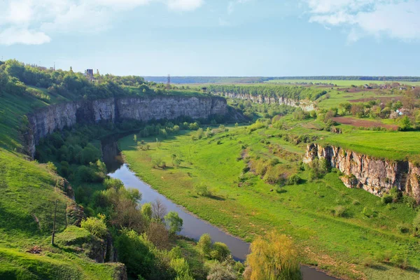 Cañón Verde Con Río Kamenetz Podolsk Ucrania — Foto de Stock