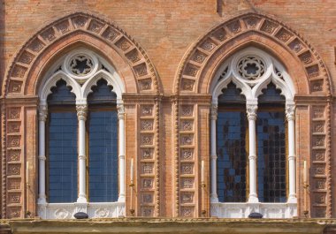 Palazzo d'Accursio (Palazzo Comunale) parçası, İtalya' nın Bologna kentindeki Piazza Maggiore' de