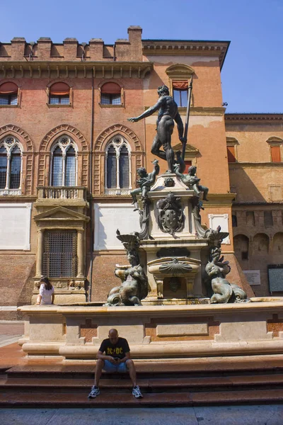 Bologna Italia Agosto 2019 Fuente Neptuno Piazza Del Nettuno Bolonia — Foto de Stock