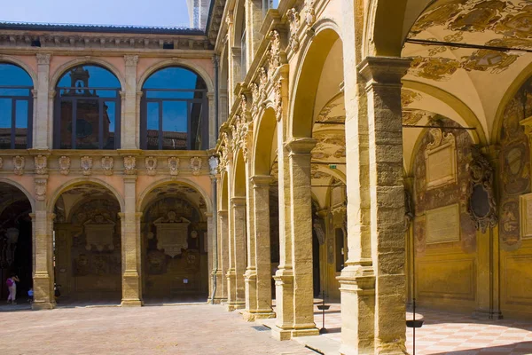 Bologna Italia Agosto 2019 Rica Decoración Patio Universidad Bolonia — Foto de Stock