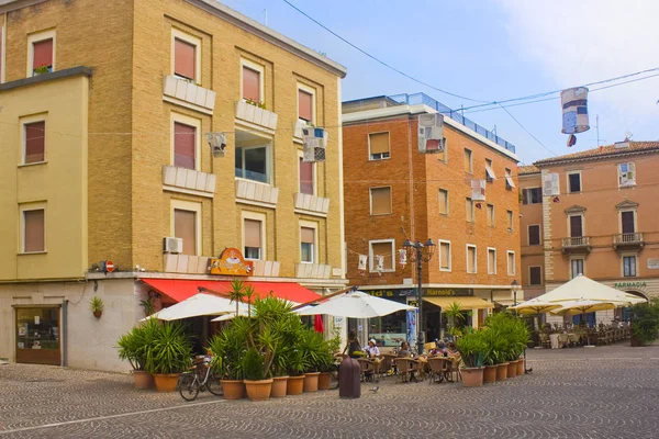 Pesaro Italien August 2019 Straßencafé Der Altstadt Von Pesaro — Stockfoto