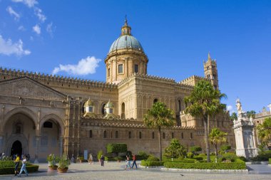 Palermo, İtalya - 25 Eylül 2019: Palermo Katedrali, Sicilya, İtalya