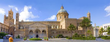 Palermo, İtalya - 25 Eylül 2019: Palermo Katedrali, Sicilya, İtalya