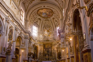 Palermo, İtalya - 25 Eylül 2019: Palermo, Sicilya, İtalya 'da Sant Orsola dei Negri Kilisesi İçişleri