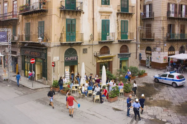 Palermo Italie Septembre 2019 Café Rue Dans Vieille Ville Palerme — Photo