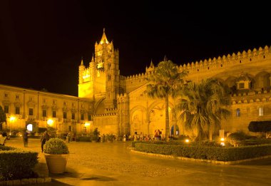 Palermo, İtalya - 25 Eylül 2019: Palermo Katedrali, Sicilya, İtalya