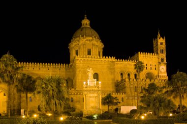 Palermo, İtalya - 25 Eylül 2019: Palermo Katedrali, Sicilya, İtalya