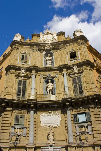 Palazzo Rudin Het Barokke Plein Quattro Canti Piazza Vigliena Palermo — Stockfoto