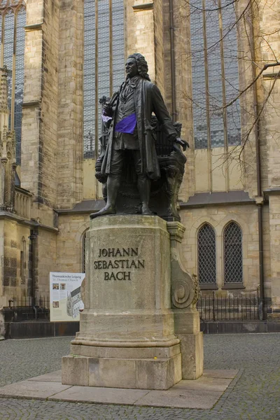 Statue Von Johann Sebastian Bach Der Nähe Der Thomaskirche Leipzig — Stockfoto