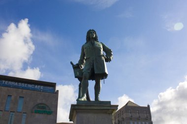 HALLE, GERMANY - 9 March, 2020: Monument to Georg Friedrich Handel at Market Square (or Marktplatz) in Halle clipart