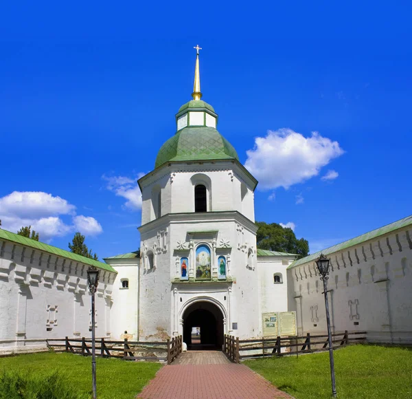 Gate Tower Bell Spaso Preobrazhensky Male Monastery Novgorod Seversky Ukraine — Stock Photo, Image