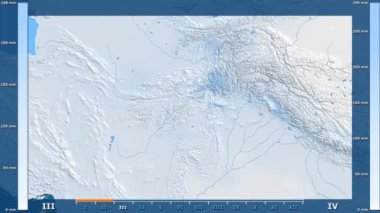 Animasyonlu gösterge - ham renk shader ile Afganistan bölgede yağış aya göre. Sterografik projeksiyon