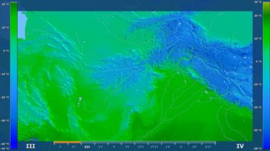 Animasyonlu efsanesi - ham renk shader ile Afganistan alanında minimum sıcaklığı aya göre. Sterografik projeksiyon