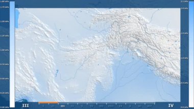 Animasyonlu efsanesi - ham renk shader ile Afganistan bölgesinde su buharı basıncı aya göre. Sterografik projeksiyon