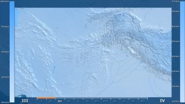 Rüzgar hızı animasyonlu efsanesi - ham renk shader ile Afganistan alanında aya göre. Sterografik projeksiyon