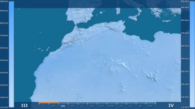 Rüzgar hızı animasyonlu efsanesi - ham renk shader ile Cezayir alanında aya göre. Sterografik projeksiyon