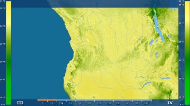 Animasyonlu efsanesi - ham renk shader ile Angola alanında maksimum sıcaklık aya göre. Sterografik projeksiyon