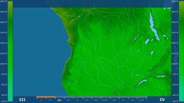 Animasyonlu efsanesi - ham renk shader ile Angola alanında minimum sıcaklığı aya göre. Sterografik projeksiyon