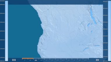 Rüzgar hızı animasyonlu efsanesi - ham renk shader ile Angola alanında aya göre. Sterografik projeksiyon