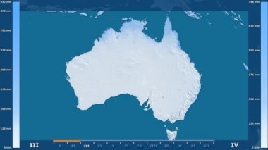 Animasyonlu gösterge - ham renk shader ile Avustralya bölgede yağış aya göre. Sterografik projeksiyon