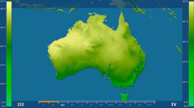 Animasyonlu efsanesi - ham renk shader ile Avustralya alanında ortalama sıcaklık aya göre. Sterografik projeksiyon
