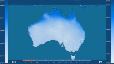 Animasyonlu gösterge - ham renk shader ile Avustralya bölgede su buharı basıncı aya göre. Sterografik projeksiyon