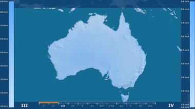 Rüzgar hızı animasyonlu efsanesi - ham renk shader ile Avustralya alanında aya göre. Sterografik projeksiyon