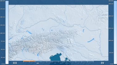 Animasyonlu gösterge - ham renk shader ile Avusturya bölgede yağış aya göre. Sterografik projeksiyon