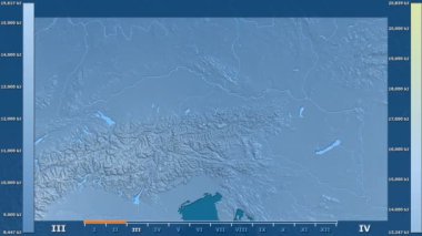 Animasyonlu efsanesi - ham renk shader ile Avusturya alanında güneş radyasyonu aya göre. Sterografik projeksiyon
