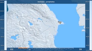 Animasyonlu efsanesi - İngilizce etiketleri ile Azerbaycan alan aya göre Yağış: ülke ve sermaye adları, açıklama göster. Sterografik projeksiyon