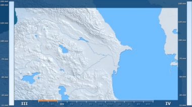 Animasyonlu efsanesi - ham renk shader ile Azerbaycan bölgesinde yağış aya göre. Sterografik projeksiyon