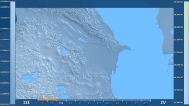 Animasyonlu efsanesi - ham renk shader ile Azerbaycan bölgesinde güneş radyasyonu aya göre. Sterografik projeksiyon