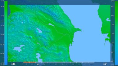 Animasyonlu efsanesi - ham renk shader ile Azerbaycan bölgesinde ortalama sıcaklık aya göre. Sterografik projeksiyon