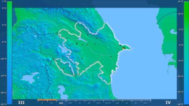 Animasyonlu efsanesi - parlayan şekli, idari sınırları, ana şehirler, sermaye ile Azerbaycan alanında minimum sıcaklığı aya göre. Sterografik projeksiyon