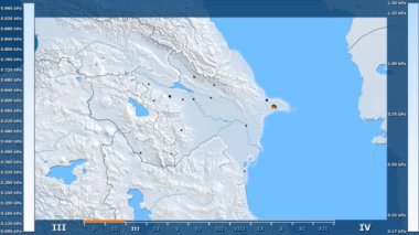 Animasyonlu efsanesi - parlayan şekli, idari sınırları, ana şehirler, sermaye ile Azerbaycan bölgesinde su buharı basıncı aya göre. Sterografik projeksiyon