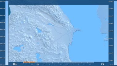 Rüzgar hızı animasyonlu efsanesi - ham renk shader ile Azerbaycan bölgesinde aya göre. Sterografik projeksiyon