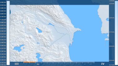Animasyonlu efsanesi - ham renk shader ile Azerbaycan bölgesinde su buharı basıncı aya göre. Sterografik projeksiyon
