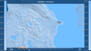 Rüzgar hızı aya göre animasyonlu efsanesi - İngilizce etiketleri ile Azerbaycan bölgesinde: ülke ve sermaye adları, açıklama göster. Sterografik projeksiyon