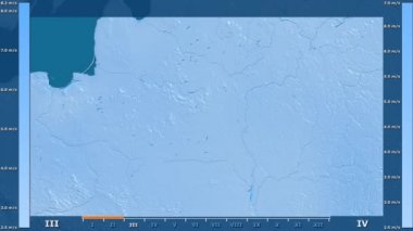 Rüzgar hızı animasyonlu gösterge - ham renk shader ile Beyaz Rusya bölgede aya göre. Sterografik projeksiyon