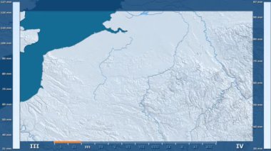 Animasyonlu gösterge - ham renk shader ile Belçika bölgede yağış aya göre. Sterografik projeksiyon