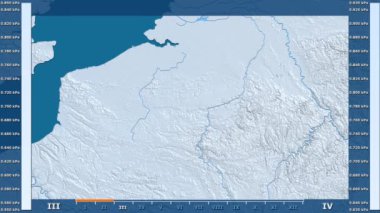Animasyonlu gösterge - ham renk shader ile Belçika bölgede su buharı basıncı aya göre. Sterografik projeksiyon
