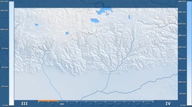 Animasyonlu efsanesi - ham renk shader ile Bhutan alan yağış aya göre. Sterografik projeksiyon