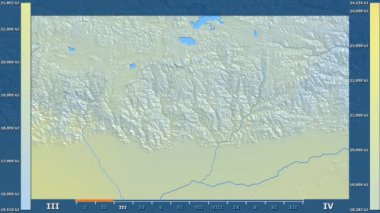 Bhutan alan animasyonlu efsanesi - ham renk shader ile güneş radyasyonu aya göre. Sterografik projeksiyon