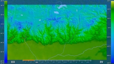 Aya göre ortalama sıcaklığında animasyonlu efsanesi - ham renk shader ile Bhutan Alan. Sterografik projeksiyon