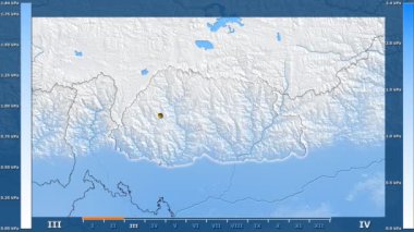 Su buharı basıncı animasyonlu efsanesi - parlayan şekli, idari sınırları, ana şehirler, sermaye ile Bhutan alan aya göre. Sterografik projeksiyon