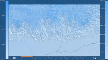Rüzgar hızı animasyonlu efsanesi - ham renk shader ile Bhutan alan aya göre. Sterografik projeksiyon